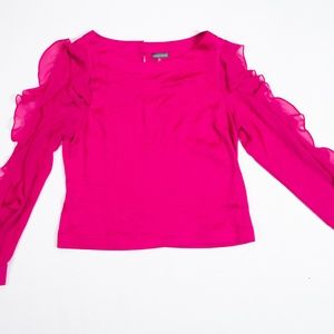 VINCE CAMUTO PINK RUFFLE SLEEVE BLOUSE TOP